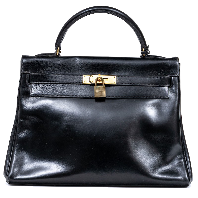 HERMES MAGNIFICENT VINTAGE BLACK KELLY RETOURNE BAG, CIRCA 1955; STRAP LATER ADDITION FROM 1985 offered by BRG.